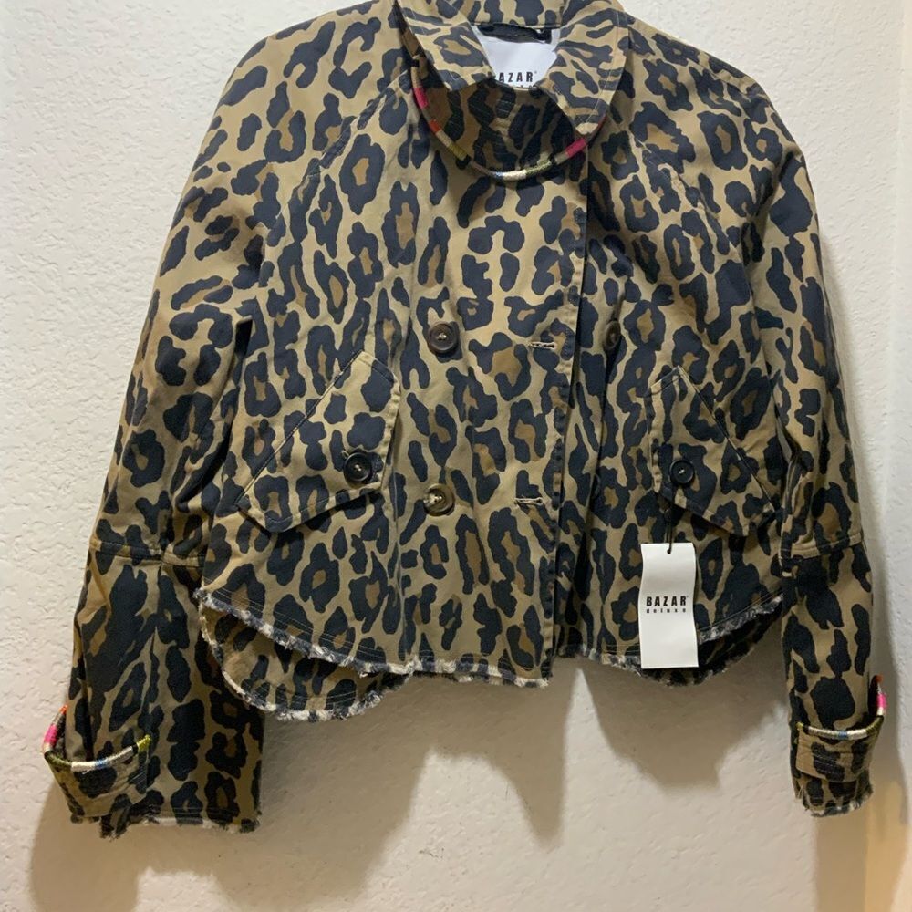 NWT Bazar deluxe Leopard Print double breasted Jacket made in Italy